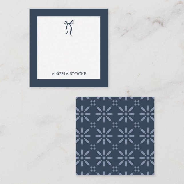 Tarjeta Pequeña Personalized Name Blue Bow (Anverso / Reverso)