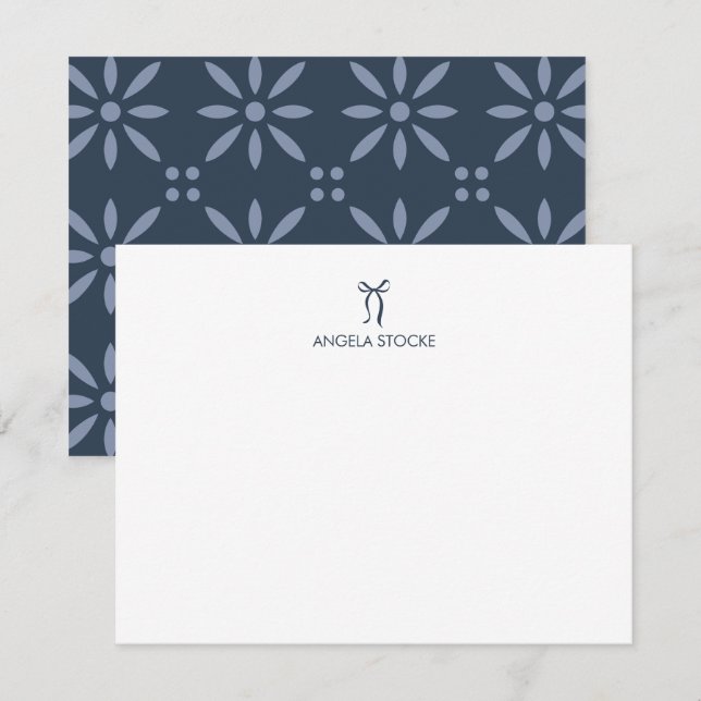 Tarjeta Pequeña Personalized Name Blue Bow (Anverso / Reverso)