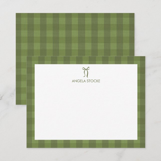 Tarjeta Pequeña Personalized Name Green Bow (Anverso / Reverso)