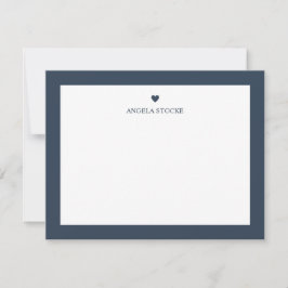 Tarjeta Pequeña Personalized Name Navy Blue Heart Note Card
