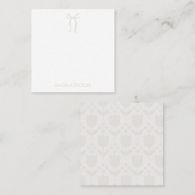 Tarjeta Pequeña Personalized Name Neutral Bow (Anverso / Reverso)