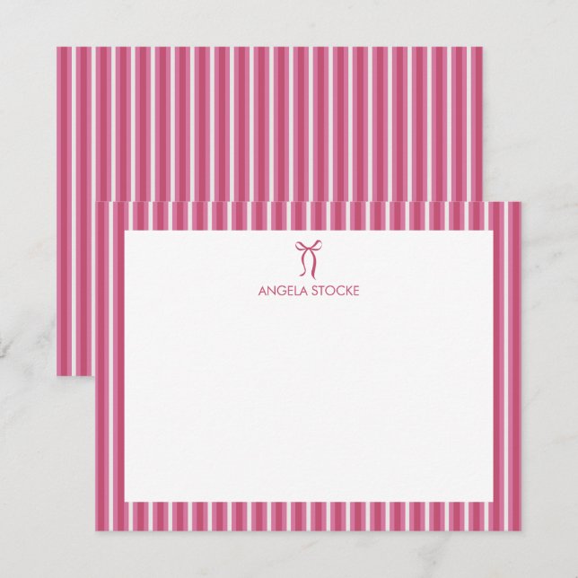 Tarjeta Pequeña Personalized Name Pink Bow (Anverso / Reverso)