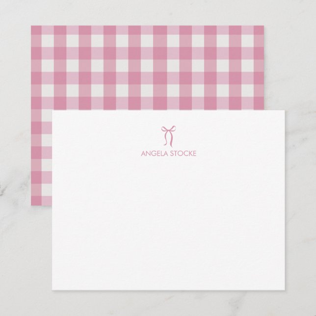 Tarjeta Pequeña Personalized Name Pink Bow (Anverso / Reverso)