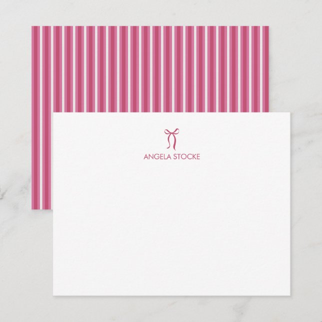 Tarjeta Pequeña Personalized Name Pink Bow (Anverso / Reverso)