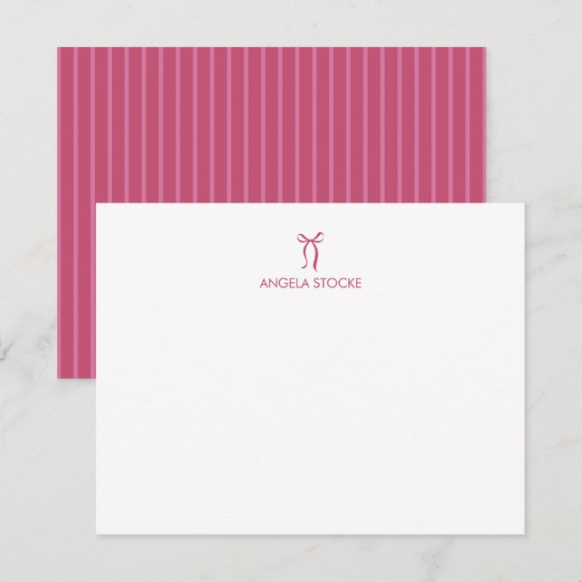 Tarjeta Pequeña Personalized Name Pink Bow (Anverso / Reverso)
