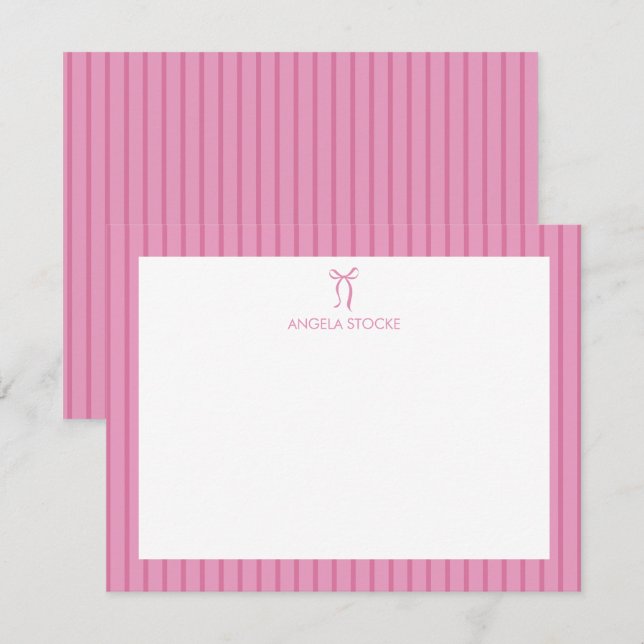Tarjeta Pequeña Personalized Name Pink Bow (Anverso / Reverso)