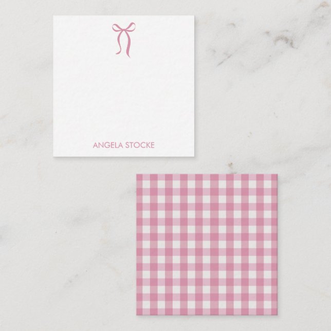 Tarjeta Pequeña Personalized Name Pink Bow (Anverso / Reverso)