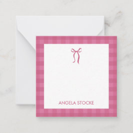 Tarjeta Pequeña Personalized Name Pink Bow Note Card