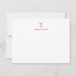 Tarjeta Pequeña Personalized Name Pink Bow Note Card