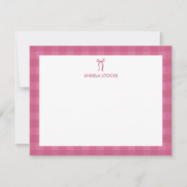 Tarjeta Pequeña Personalized Name Pink Bow Note Card