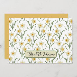 Tarjeta Pequeña Personalized Narcissus Floral Note Card