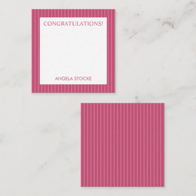 Tarjeta Pequeña Personalized Pink Stripe (Anverso / Reverso)