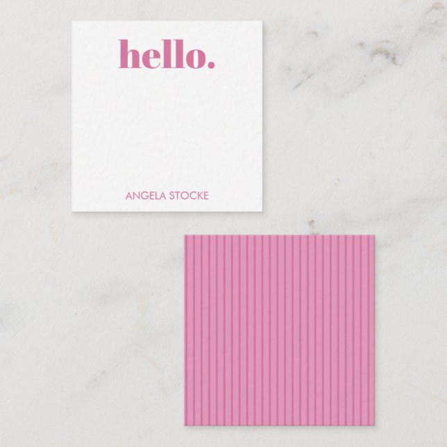 Tarjeta Pequeña Personalized Pink Stripe (Anverso / Reverso)