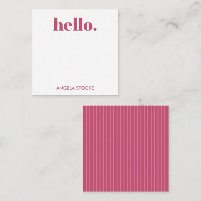 Tarjeta Pequeña Personalized Pink Stripe (Anverso / Reverso)
