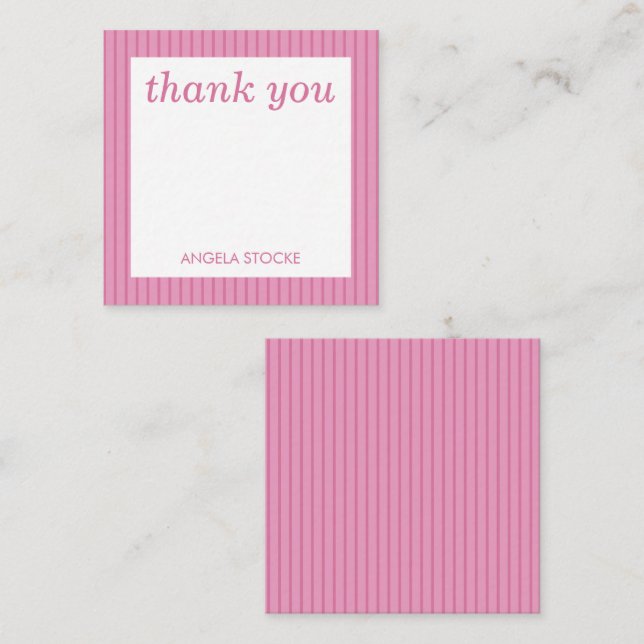 Tarjeta Pequeña Personalized Pink Stripe (Anverso / Reverso)
