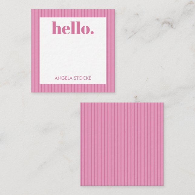 Tarjeta Pequeña Personalized Pink Stripe (Anverso / Reverso)