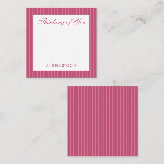 Tarjeta Pequeña Personalized Pink Stripe (Anverso / Reverso)