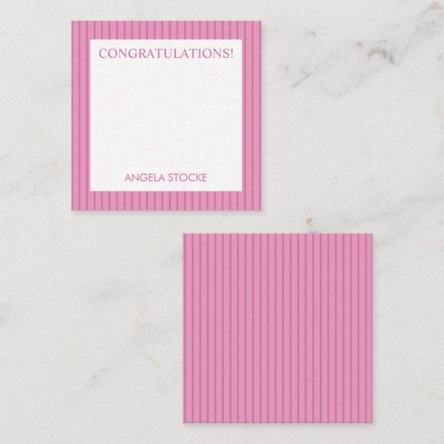 Tarjeta Pequeña Personalized Pink Stripe (Anverso / Reverso)
