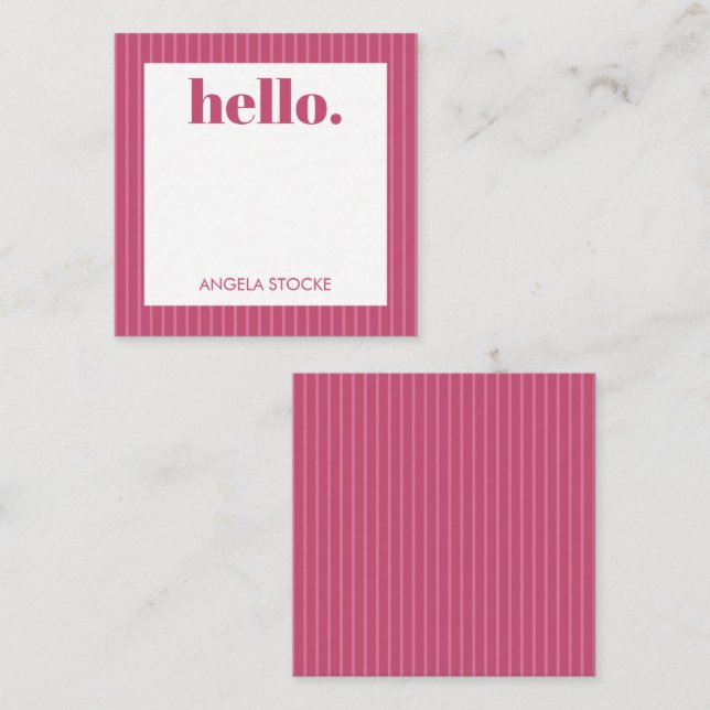 Tarjeta Pequeña Personalized Pink Stripe (Anverso / Reverso)