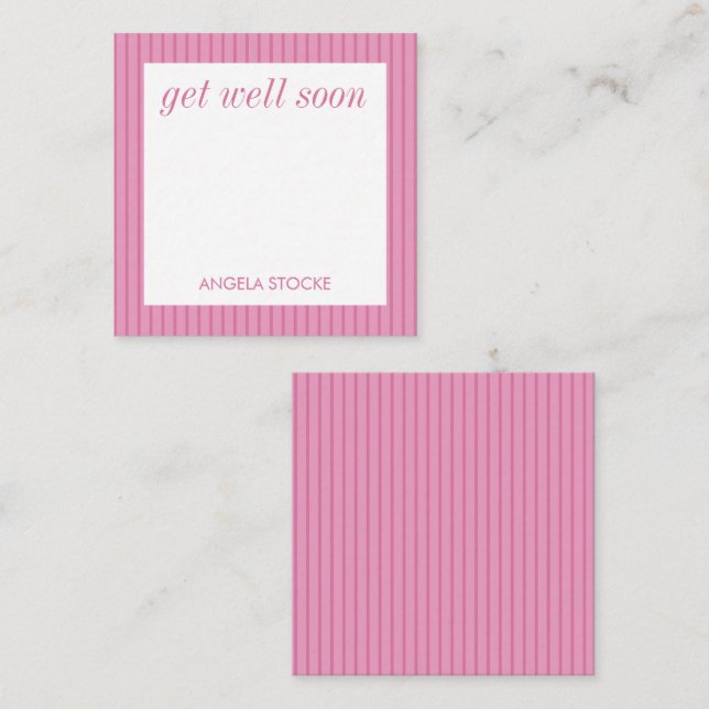 Tarjeta Pequeña Personalized Pink Stripe (Anverso / Reverso)