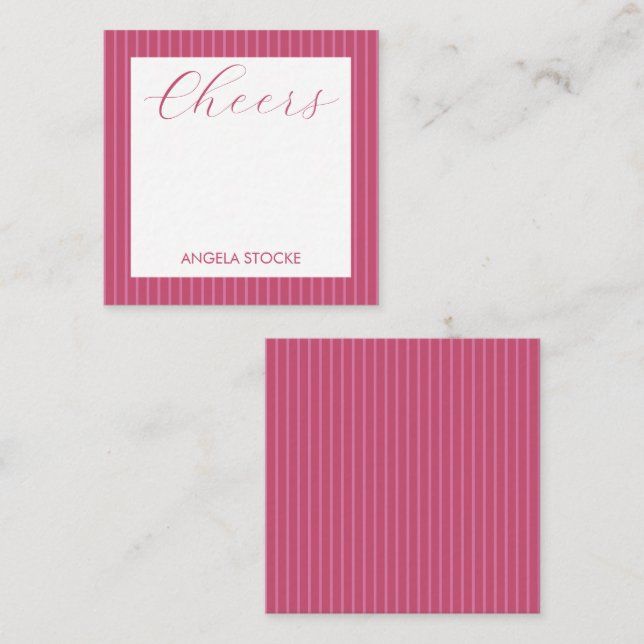 Tarjeta Pequeña Personalized Pink Stripe (Anverso / Reverso)