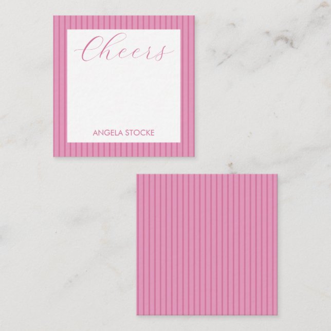 Tarjeta Pequeña Personalized Pink Stripe (Anverso / Reverso)