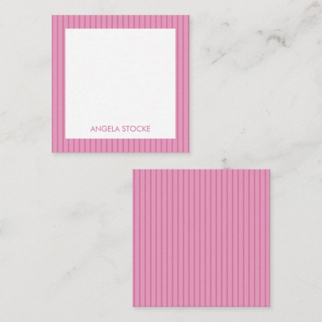 Tarjeta Pequeña Personalized Pink Stripe Enclosure (Anverso / Reverso)
