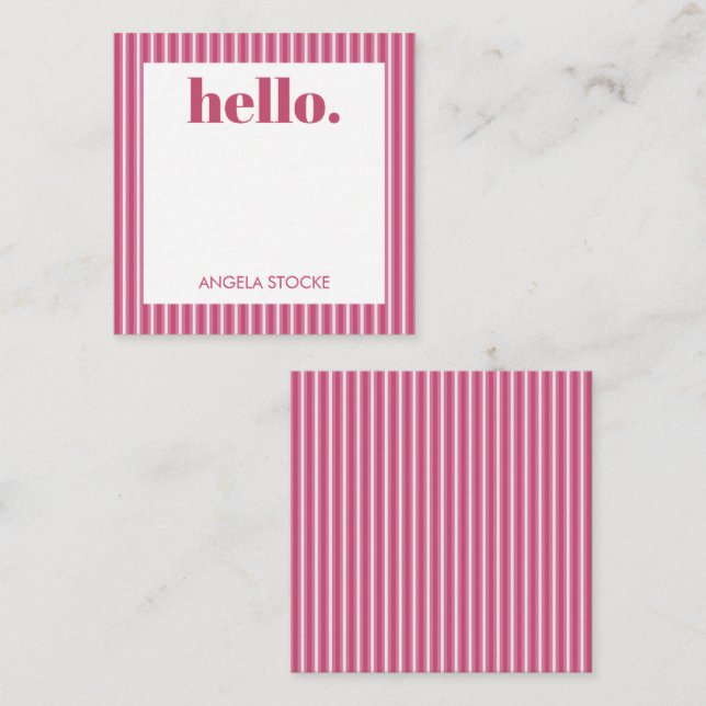 Tarjeta Pequeña Personalized Pink White Stripe (Anverso / Reverso)