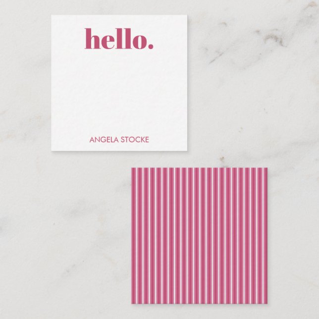 Tarjeta Pequeña Personalized Pink White Stripe (Anverso / Reverso)