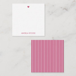 Tarjeta Pequeña Personalized Pink White Stripe
