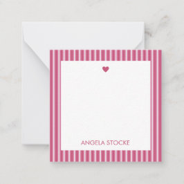 Tarjeta Pequeña Personalized Pink White Stripe