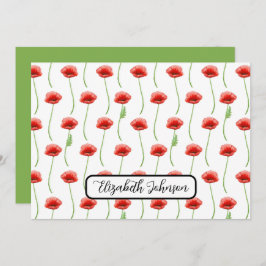 Tarjeta Pequeña Personalized Poppies Floral Botanical Note Card