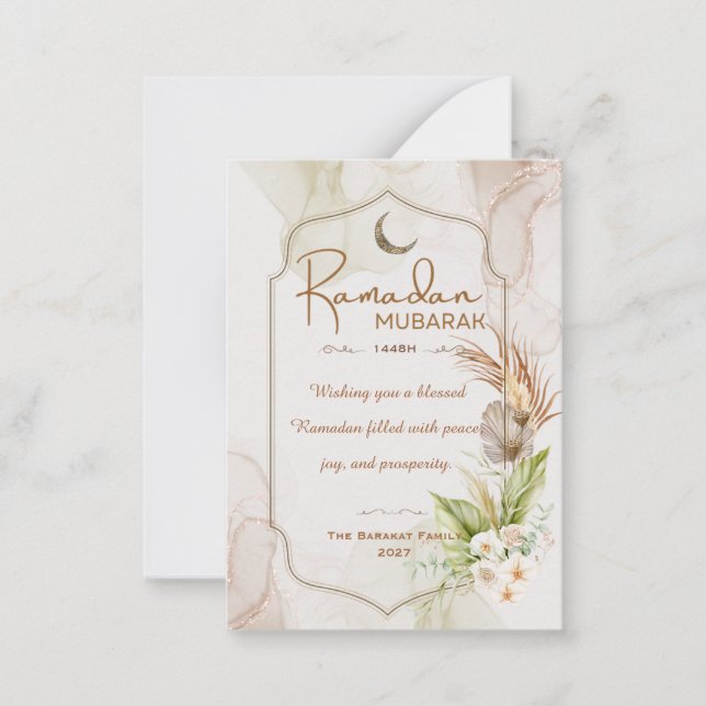 Tarjeta Pequeña Personalized Ramadan Mubarak Greeting Card (Anverso)