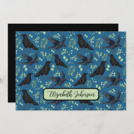 Tarjeta Pequeña Personalized Ravens Note Card in Blue