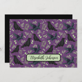 Tarjeta Pequeña Personalized Ravens Note Card in Purple