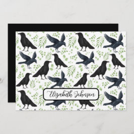 Tarjeta Pequeña Personalized Ravens Note Card in White
