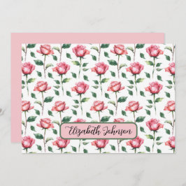 Tarjeta Pequeña Personalized Rose Floral Botanical Note Card