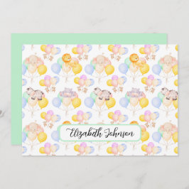 Tarjeta Pequeña Personalized Safari Animals Baby Shower Note Card