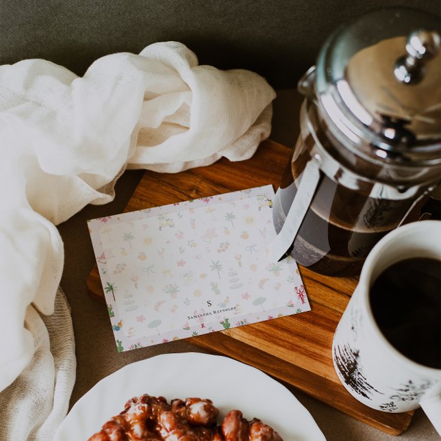 Tarjeta Pequeña Personalized Summer Watercolor Pattern (Subido por el creador)