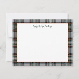 Tarjeta Pequeña Personalized Tartan Note Card with Plaid Backgroun