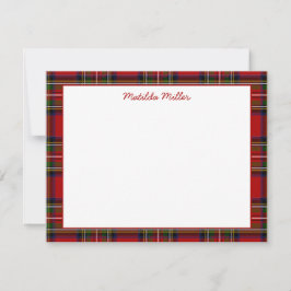 Tarjeta Pequeña Personalized Tartan Note Card with Plaid Backgroun