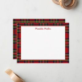 Tarjeta Pequeña Personalized Tartan Note Card with Plaid Backgroun