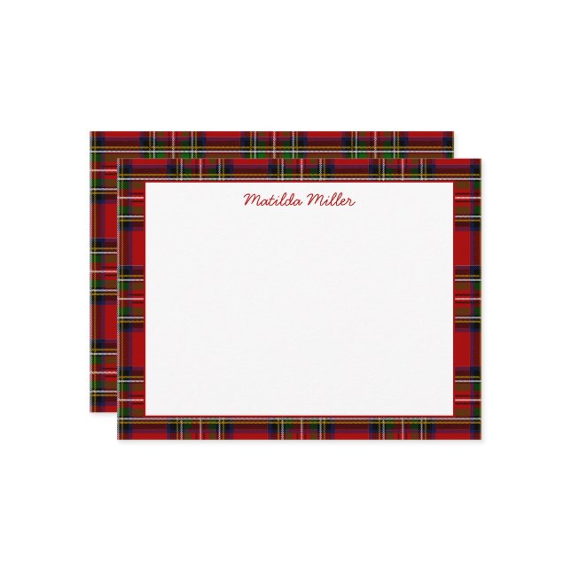 Tarjeta Pequeña Personalized Tartan Note Card with Plaid Backgroun (Anverso/Reverso In Situ)