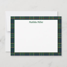 Tarjeta Pequeña Personalized Tartan Note Card with Plaid Backgroun