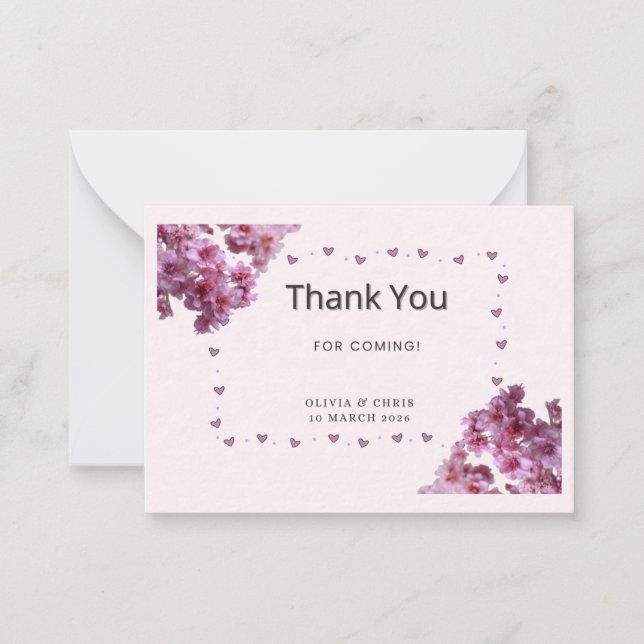 Tarjeta Pequeña Personalized Thank You Card | Cherry Blossom Flora (Anverso)