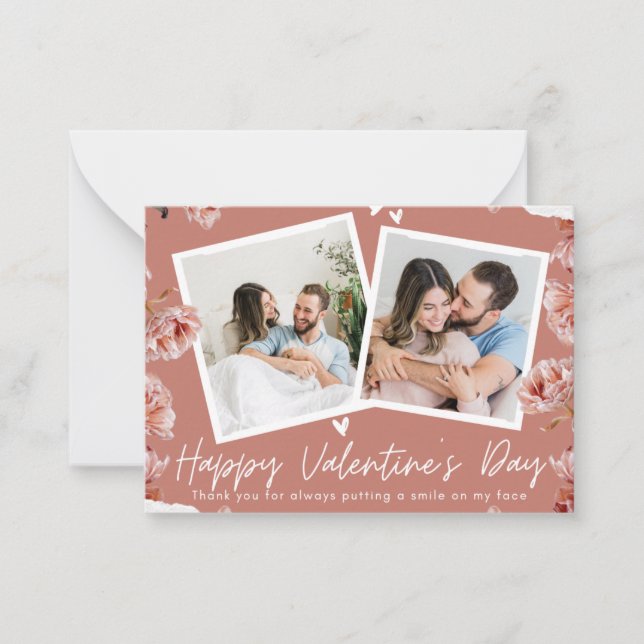 Tarjeta Pequeña Personalized Valentine’s Day Photo Card | Romantic (Anverso)