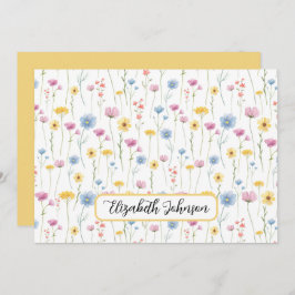 Tarjeta Pequeña Personalized Wildflowers Floral Note Card