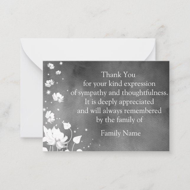 Tarjeta Pequeña Petal Volador Después Del Funeral Gracias Cartas (Anverso)