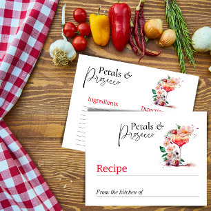 Tarjeta Pequeña Pétalos Prosecco Floral Bridal Ducha Receta Brunch