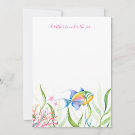 Tarjeta Pequeña Pez Tropical Colorido Acuarela